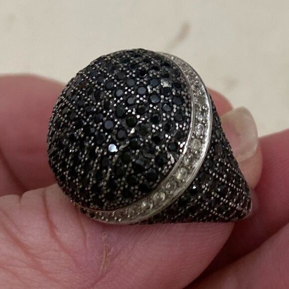 black spinel 925 ring size 9 - Picture 1 of 9